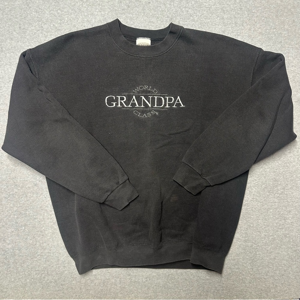 VTG World Class Grandpa Black Sweater Mens XL